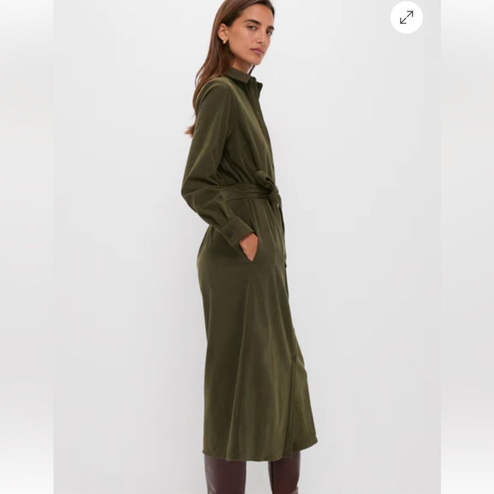 NWOT Tuckernuck Olive Wide Wale Corduroy Tara Shirt Dress - Picture 3 of 9